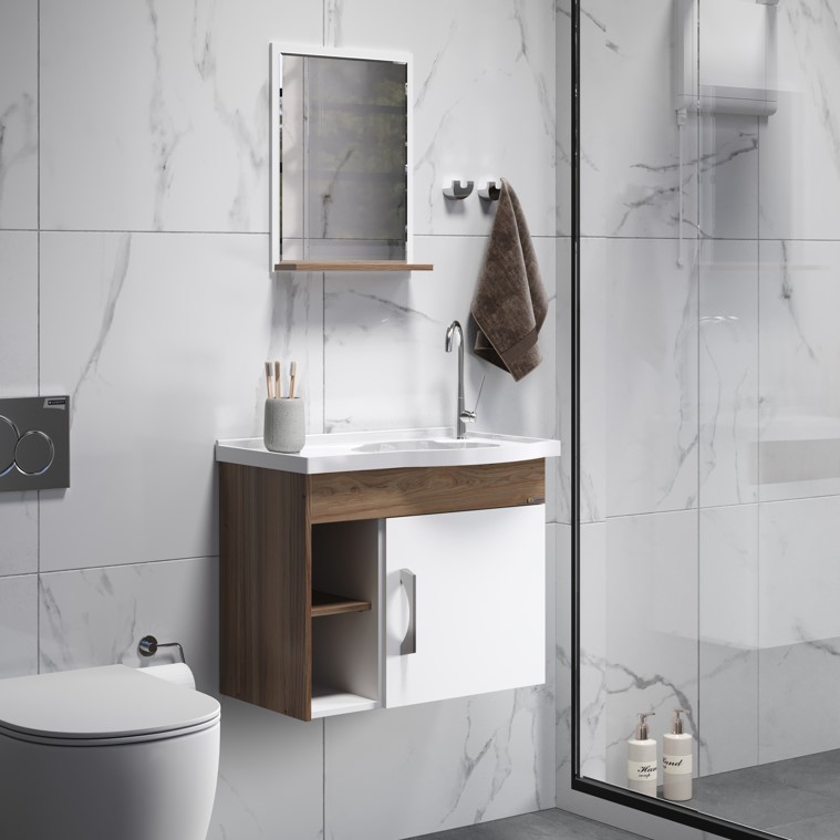 RORATO - KIT TURIM SUSPENSO 2 NICHOS 55,5CM NOGAL/BRANCO